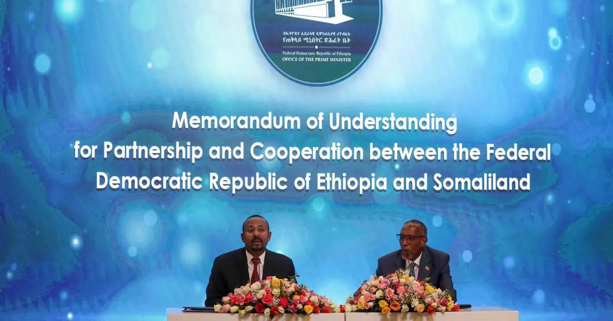 إثيوبيا توقع مع أرض الصومال اتفاقاً تاًريخياً يمنحها منفذاً بحرياً