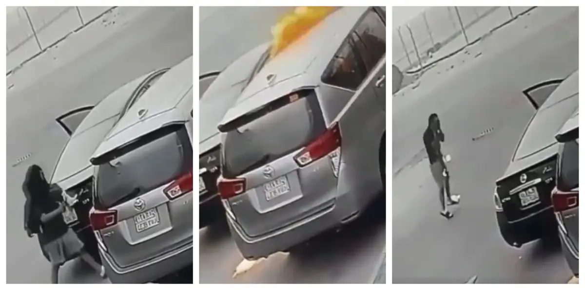صاحبة السيارة المحترقة بالسعودية تكشف تفاصيل الواقعة (فيديو)
