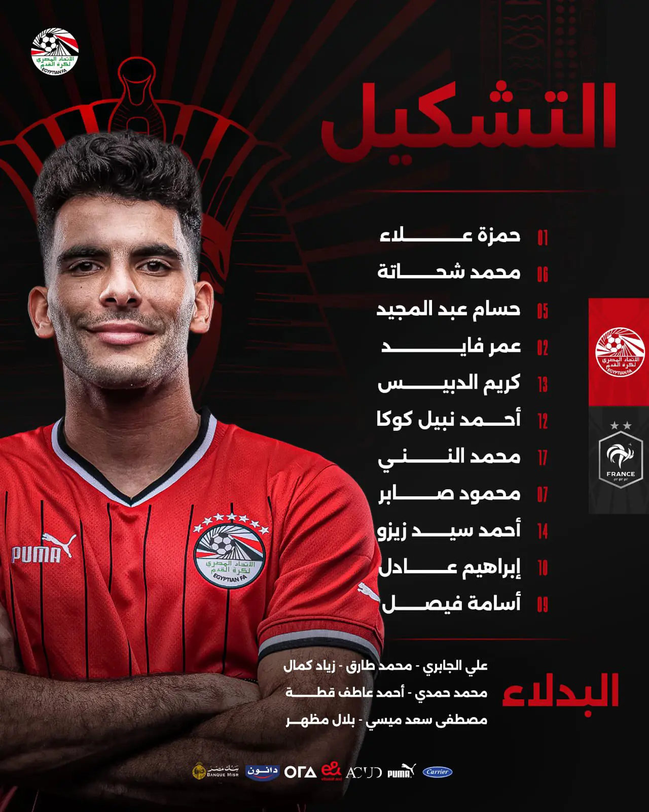 تشكيل منتخب مصر لمواجهة فرنسا في أولمبياد باريس