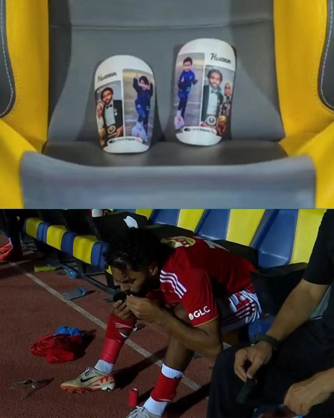 تقبيل حسين الشحات لواقي الساق