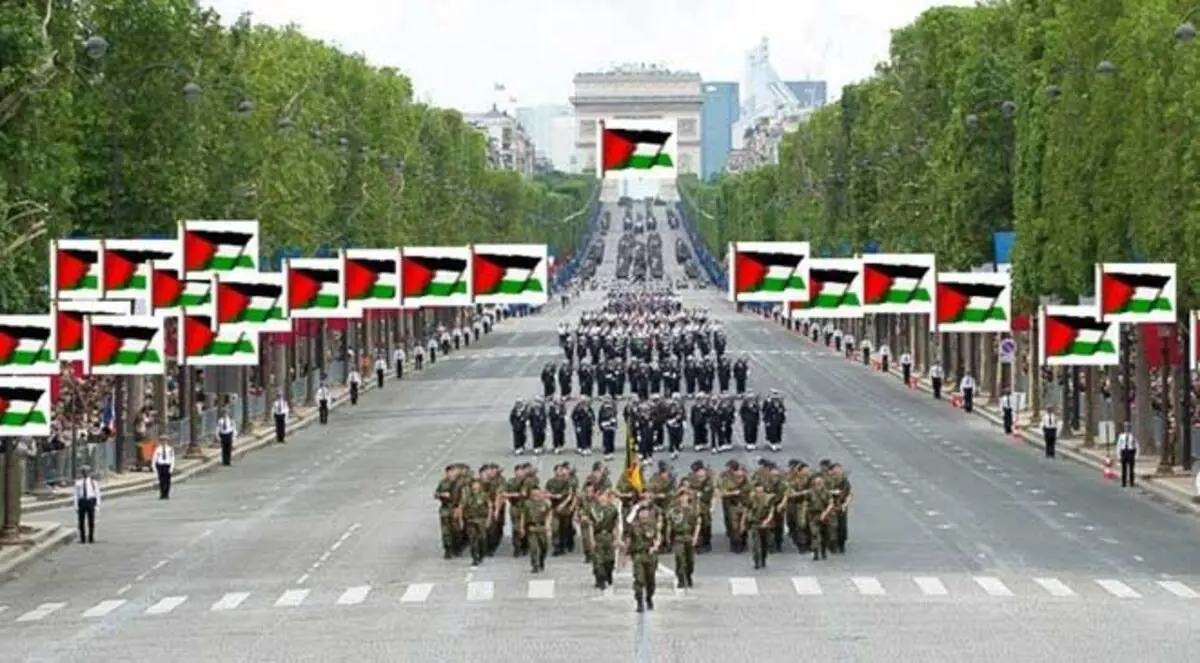 أعلام فلسطينية في العيد الوطني الفرنسي