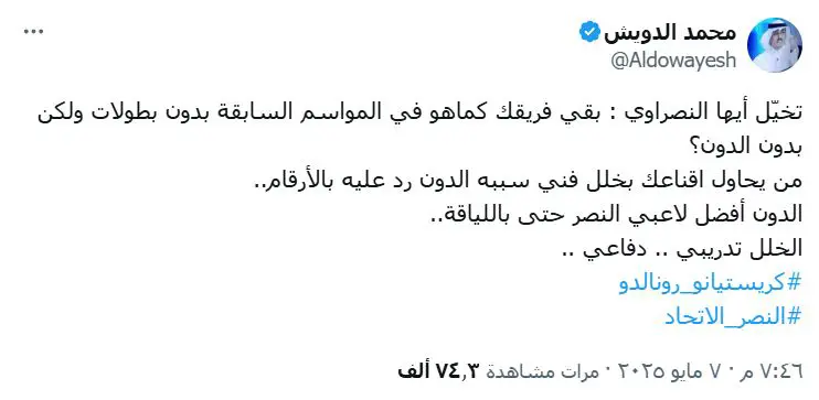 تغريدة محمد الدويس