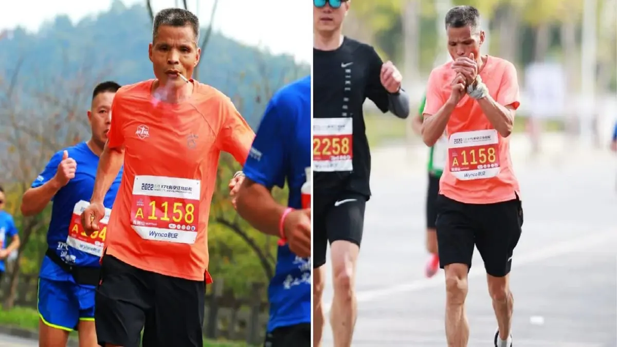 عداء صيني يركض لـ3 ساعات ونصف في سباق ماراثون وهو يدخن السجائر