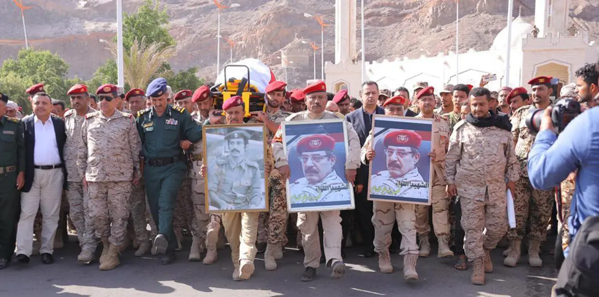 اليمن.. تشييع رسمي وشعبي مهيب للواء طماح في عدن
