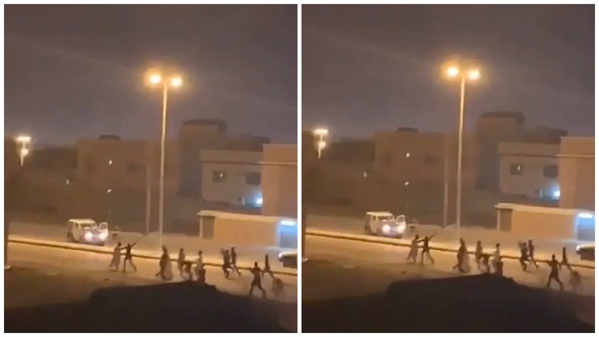 سعودي يطلق النار بجنون وسط حي سكني بحفر الباطن (فيديو)