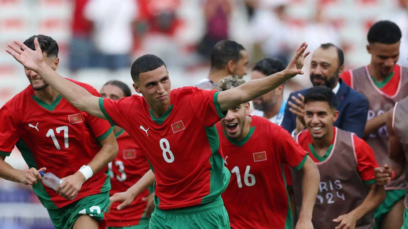 فرحة لاعبي منتخب المغرب