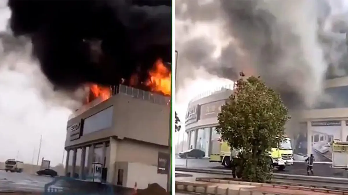 حريق كبير في مطعم بمدينة جدة السعودية 