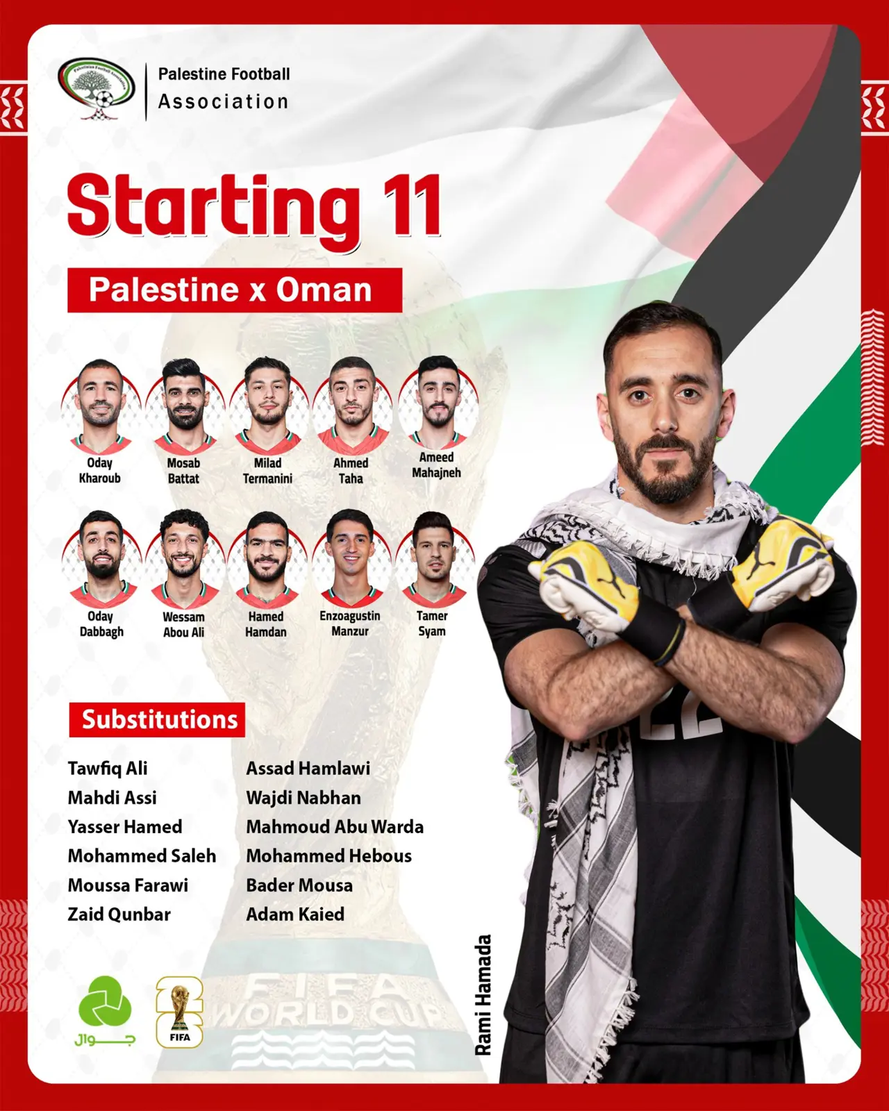 تشكيل منتخب فلسطين لمواجهة عمان