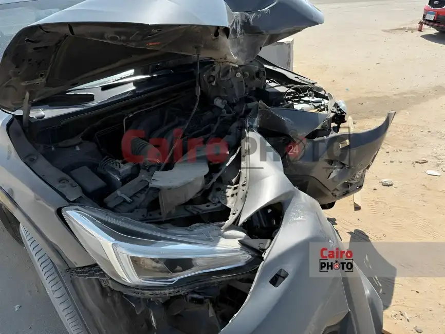 صور سيارة الفنان أحمد السقا بعد الحادث