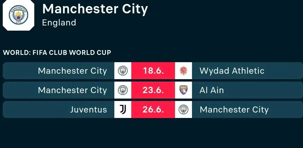 مباريات مانشستر سيتي