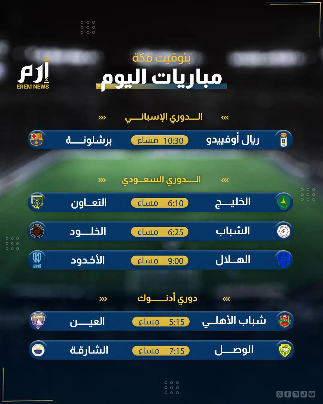 مواعيد مباريات اليوم الخميس 25 سبتمبر 2025