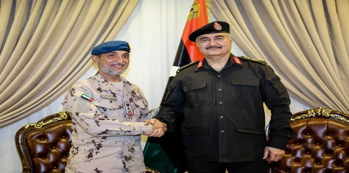 حفتر يلتقي نائب رئيس أركان الجيش الإماراتي في بنغازي الليبية