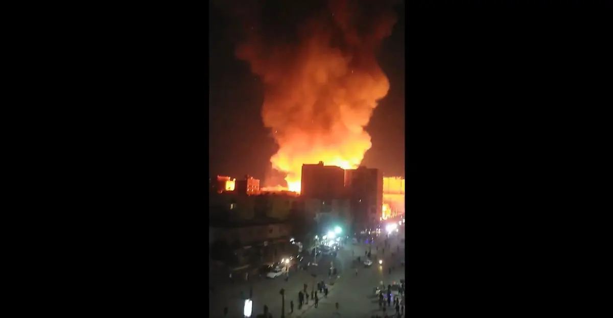حريق يلتهم موقع تصوير مسلسل "المعلم" باستديو الأهرام في مصر (فيديو)