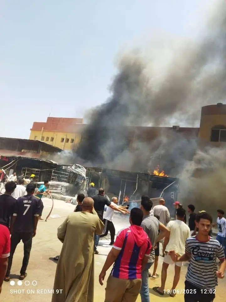 حريق ناتج عن انفجار أسطوانة غاز