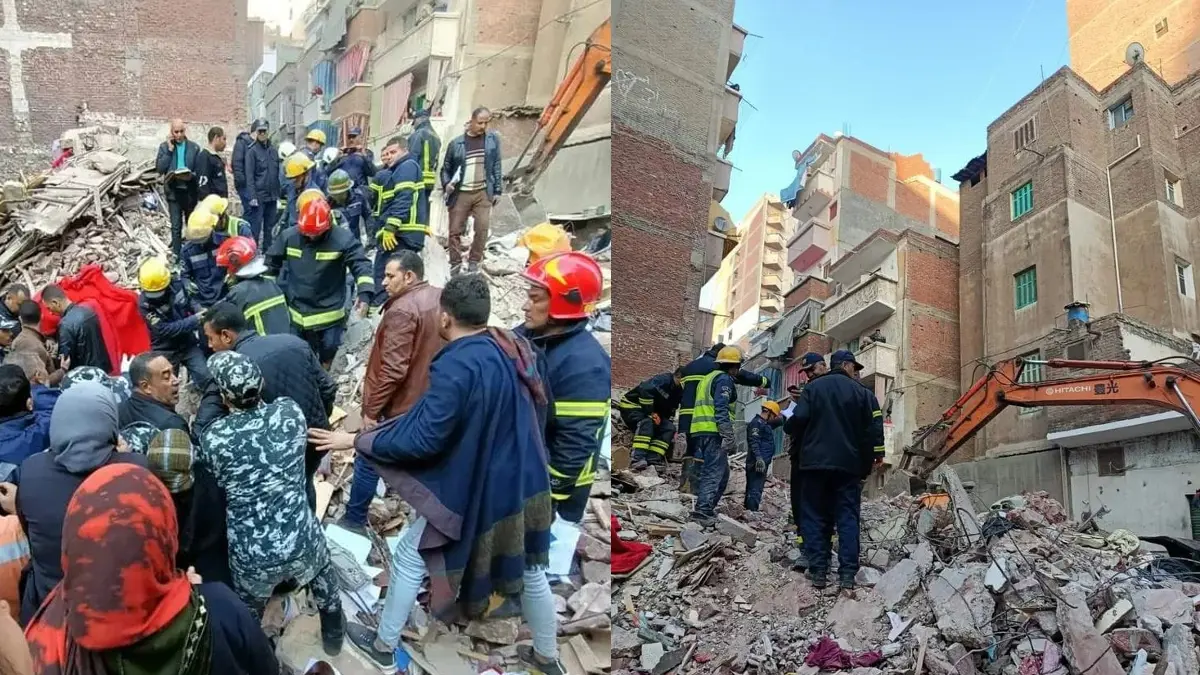 وفاة 6 مصريين بانهيار عقار الورديان في الإسكندرية 