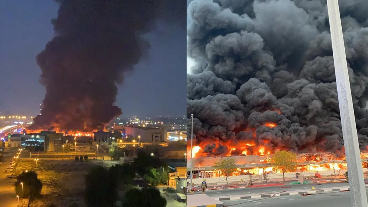 ما سبب كثافة النيران بحريق سوق عجمان في الإمارات؟