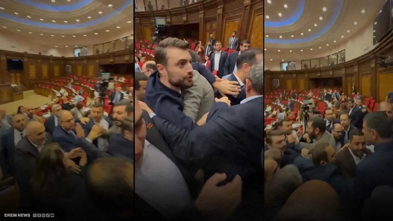 برلمان يتحول لـ"حلبة مصارعة".. نواب أرمينيا يشتبكون بالأيدي (فيديو إرم)