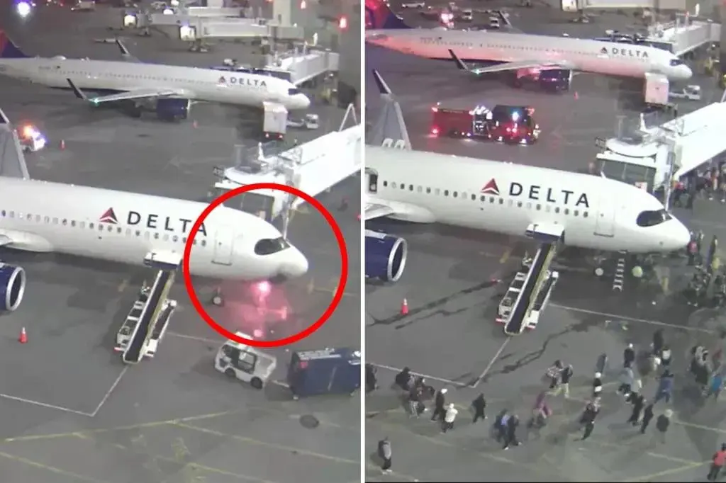 أمريكا.. حريق يجبر طائرة على إخلاء ركابها (فيديو)