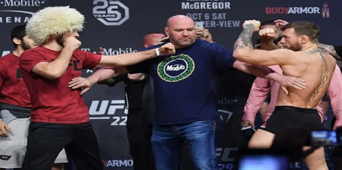 UFC.. اشتباك بين كونور ماكغريغور وحبيب نور محمدوف خلال عملية قياس الوزن (فيديو)