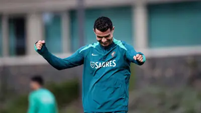 كريستيانو رونالدو في تدريبات منتخب البرتغال