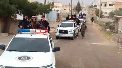 قوات الأمن العام في بلدة الصورة الكبرى بريف السويداء 