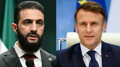 الرئيس الفرنسي إيمانويل ماكرون والرئيس السوري أحمد الشرع