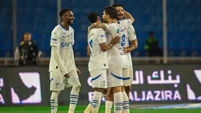 فرحة لاعبو الهلال بالفوز على الفيحاء