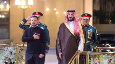 الأمير محمد بن سلمان خلال استقباله زيلينسكي