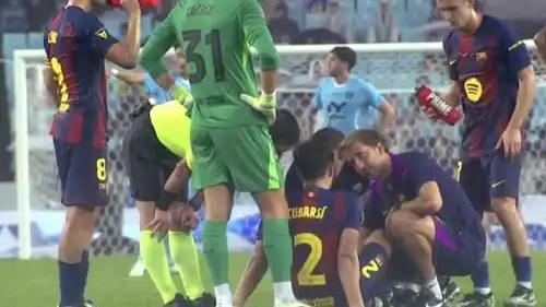 لحظة إصابة باو كوبارسي لاعب برشلونة
