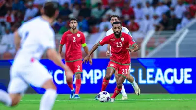 من مباراة عمان وفلسطين