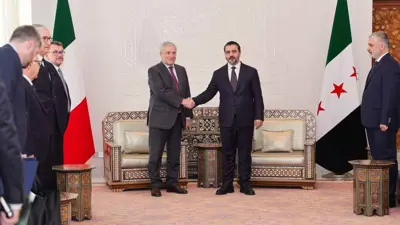الشيباني ونظيره البريطاني في قصر الشعب بدمشق