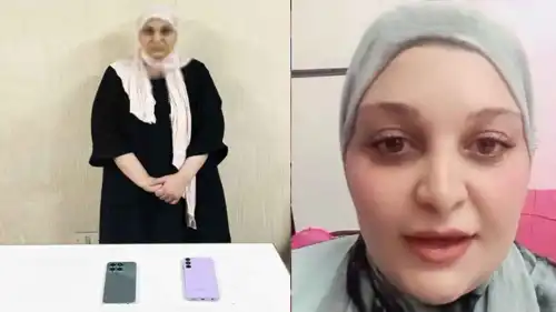 مروة يسري بعد القبض عليها (يسار)