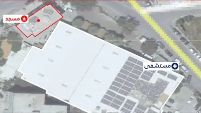 خارطة نشرها الجيش الإسرائيلي للمسجد المستهدف