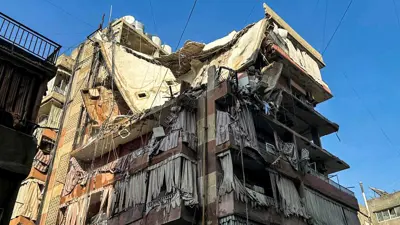 المبنى المستهدف في الضاحية الجنوبية لبيروت