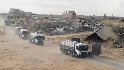 شاحنات مساعدات في قطاع غزة