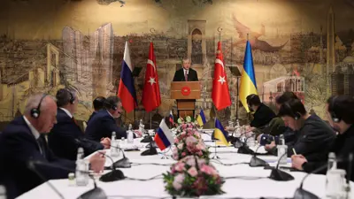 أردوغان خلال مفاوضات سابقة بين روسيا وأوكرانيا
