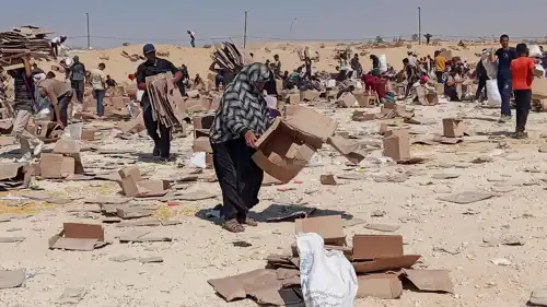 فلسطينيون في موقع لمؤسسة غزة الإنسانية