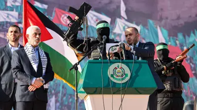 السنوار خلال مهرجان لحماس في غزة