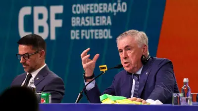 أنشيلوتي خلال تقديمه مدربا لمنتخب البرازيل