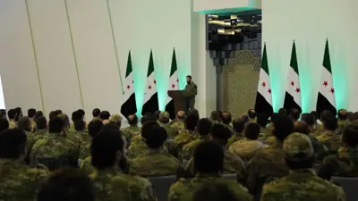 أحمد الشرع خلال مؤتمر النصر