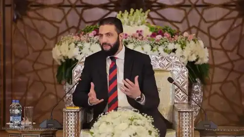 الشرع متحدثاً خلال اللقاء