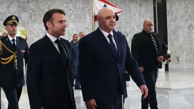 الرئيس اللبناني جوزيف عون خلال استقباله ماكرون