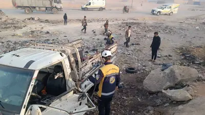 موقع التفجير في منبج شمال سوريا