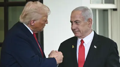 الرئيس الأمريكي ونتنياهو خلال زيارته للبيت الأبيض