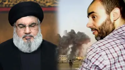 السنوار (يمين) ونصرالله (يسار)