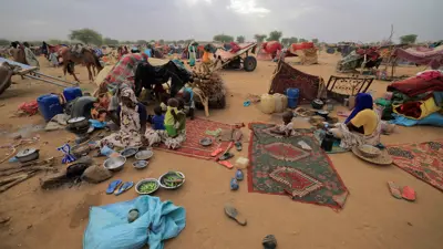 لاجئات سودانيات فررن من العنف في منطقة دارفور بالسودان